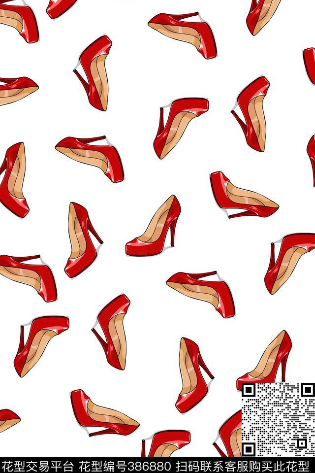 风俗印花高跟鞋循环华亿平台数码印花华亿平台下载（图片编号: 386880） - 瓦栏（Walan）
