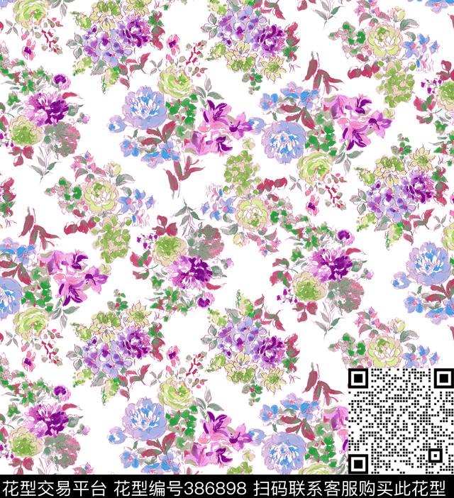 花卉清新花卉印花传统印花华亿平台下载（图片编号: 386898） - 瓦栏（Walan）