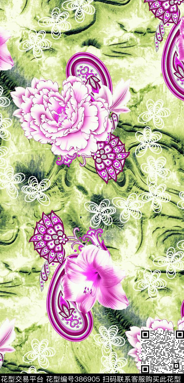 花卉传统印花华亿平台下载（图片编号: 386905） - 瓦栏（Walan）
