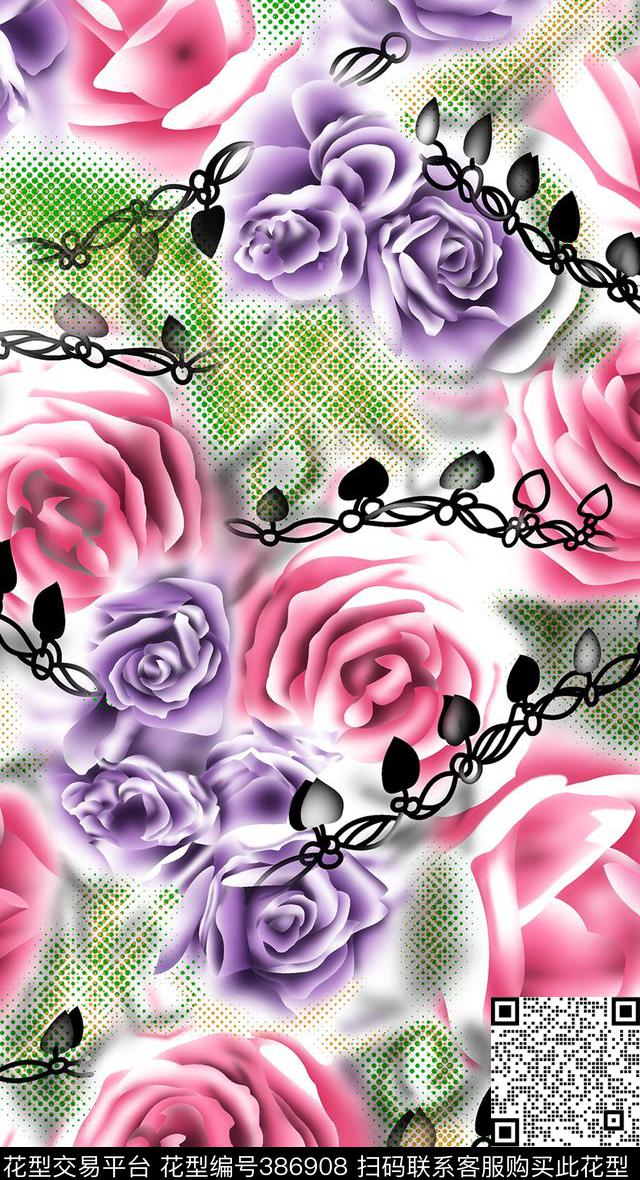 花卉传统印花华亿平台下载（图片编号: 386908） - 瓦栏（Walan）