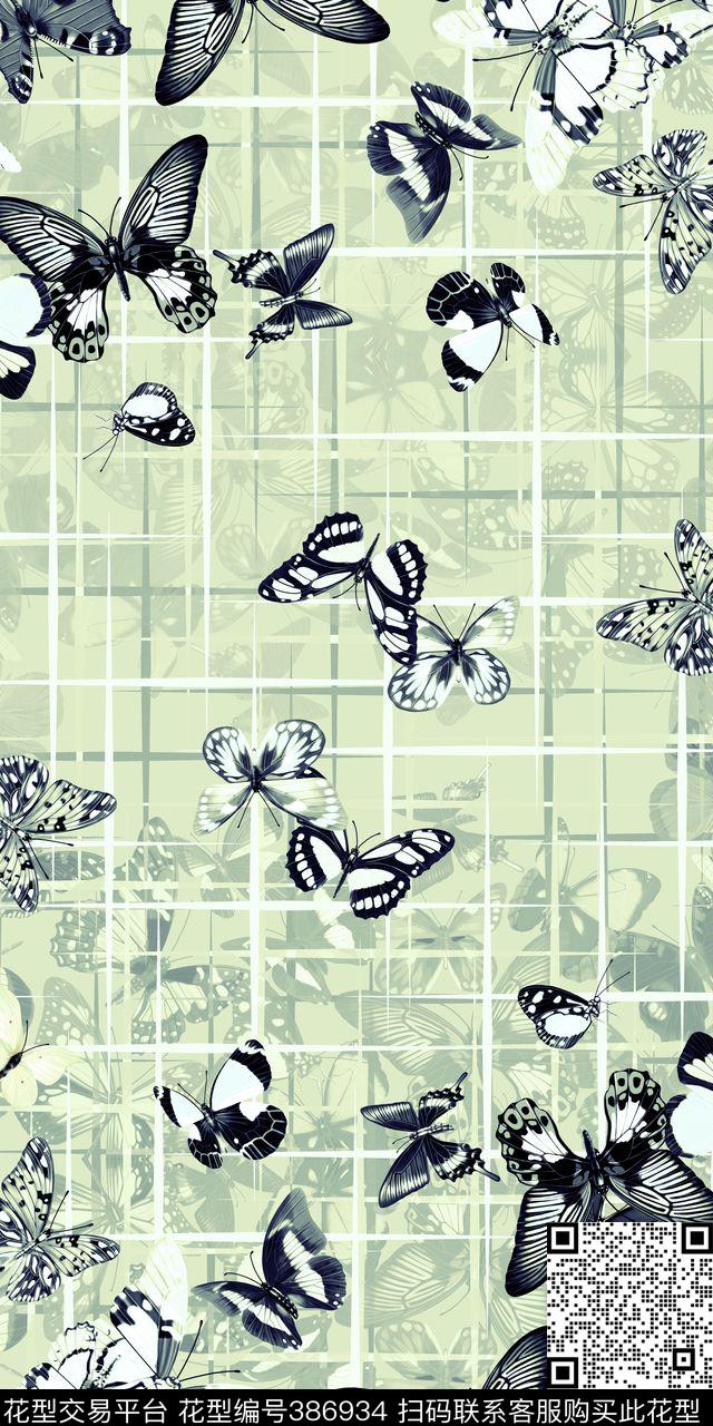 45*90cm\300dpi\tiff蝴蝶流行时尚数码印花华亿平台下载（图片编号: 386934） - 瓦栏（Walan）
