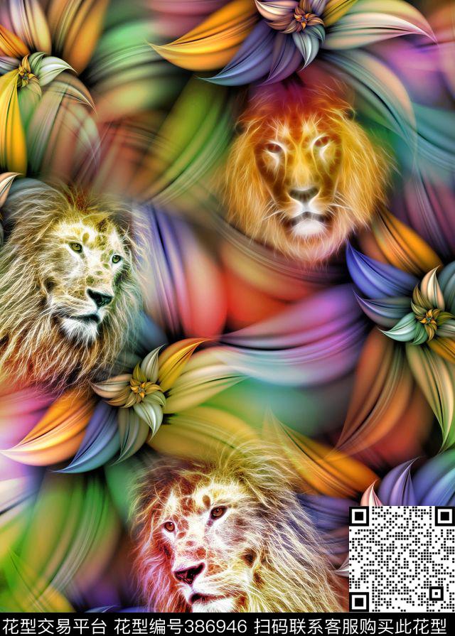 抽象光线动物数码印花华亿平台下载（图片编号: 386946） - 瓦栏（Walan）