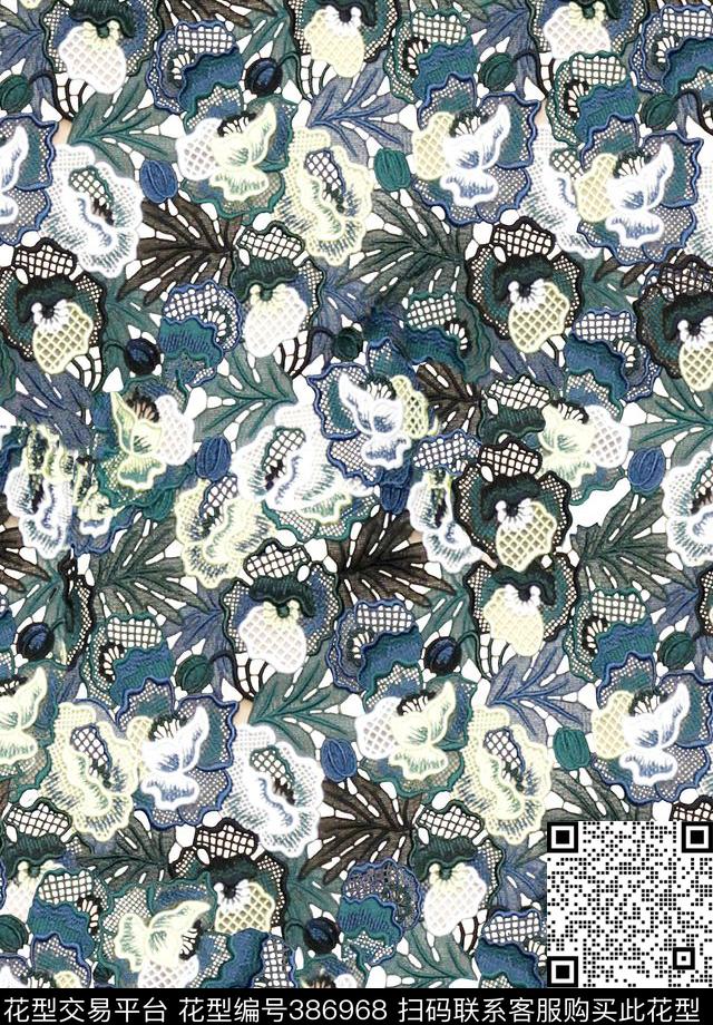 大牌绣花效果棕榈叶传统印花华亿平台下载（图片编号: 386968） - 瓦栏（Walan）