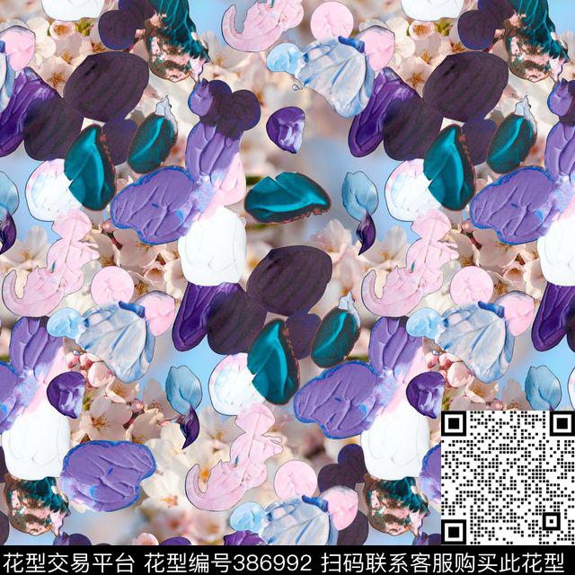 抽象花瓣大牌数码印花华亿平台下载（图片编号: 386992） - 瓦栏（Walan）