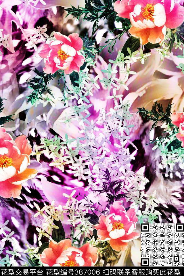 写意花面料华亿平台数码印花华亿平台下载（图片编号: 387006） - 瓦栏（Walan）
