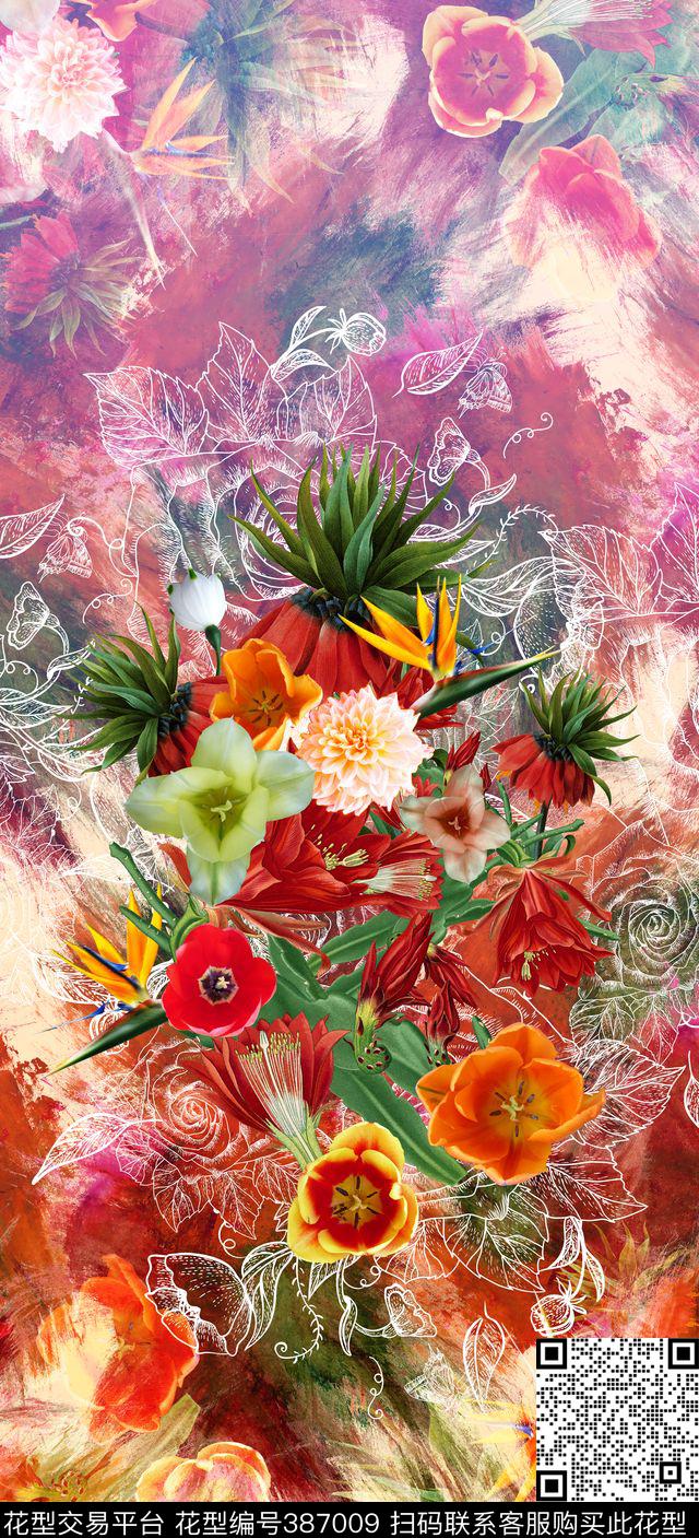 定位油画水彩数码印花华亿平台下载（图片编号: 387009） - 瓦栏（Walan）