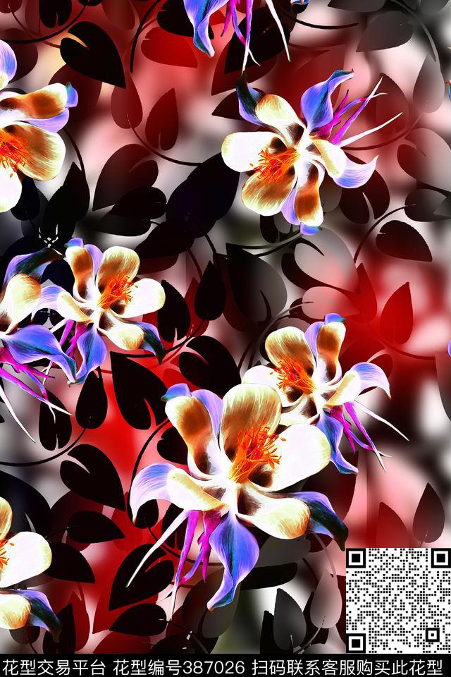 写意花数码印花华亿平台下载（图片编号: 387026） - 瓦栏（Walan）