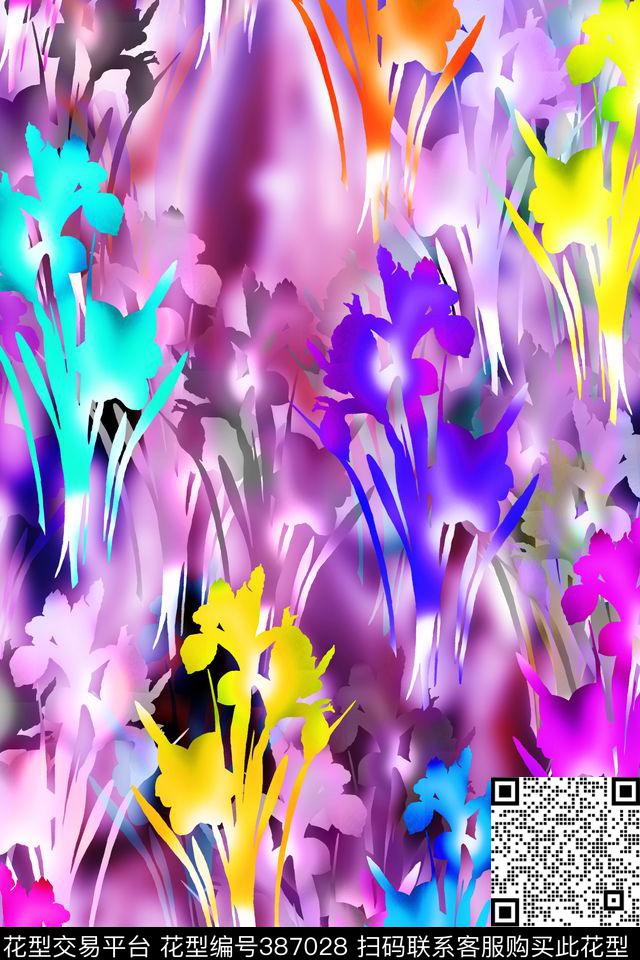 写意花数码印花华亿平台下载（图片编号: 387028） - 瓦栏（Walan）