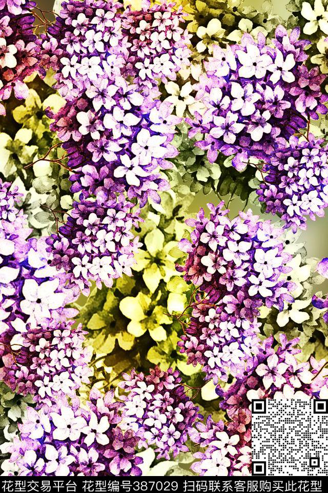 抽象花数码印花华亿平台下载（图片编号: 387029） - 瓦栏（Walan）