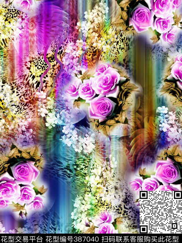 写意花数码印花华亿平台下载（图片编号: 387040） - 瓦栏（Walan）