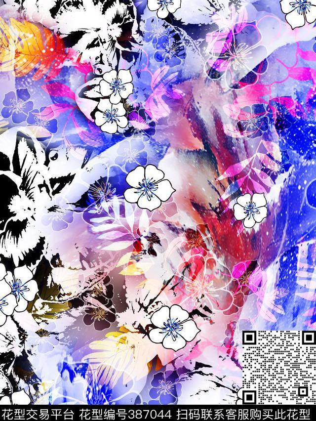 田园花数码印花华亿平台下载（图片编号: 387044） - 瓦栏（Walan）