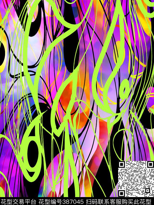 写意花数码印花华亿平台下载（图片编号: 387045） - 瓦栏（Walan）