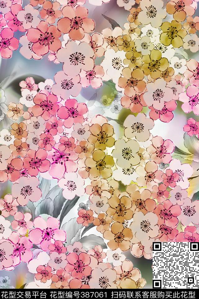 写意花数码印花华亿平台下载（图片编号: 387061） - 瓦栏（Walan）