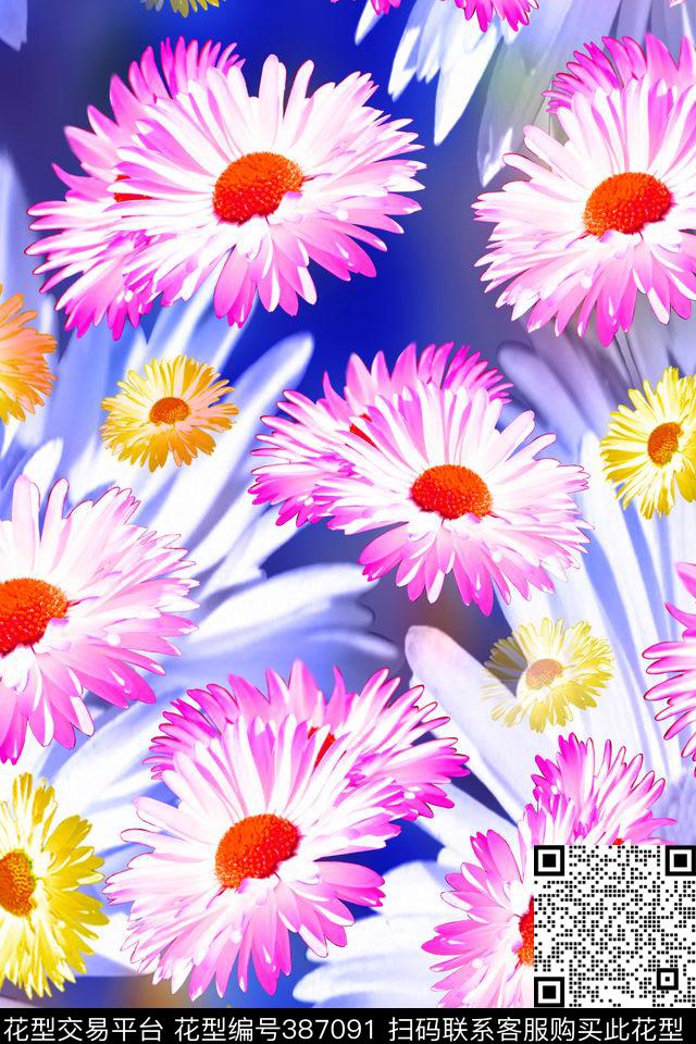 写意花数码印花华亿平台下载（图片编号: 387091） - 瓦栏（Walan）