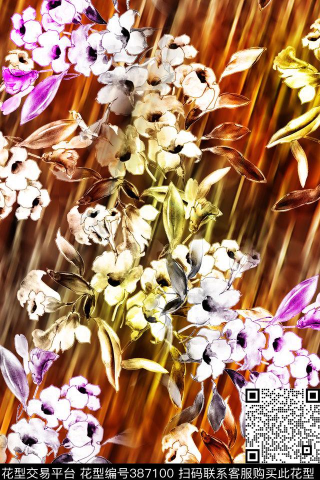 抽象写意数码印花华亿平台下载（图片编号: 387100） - 瓦栏（Walan）