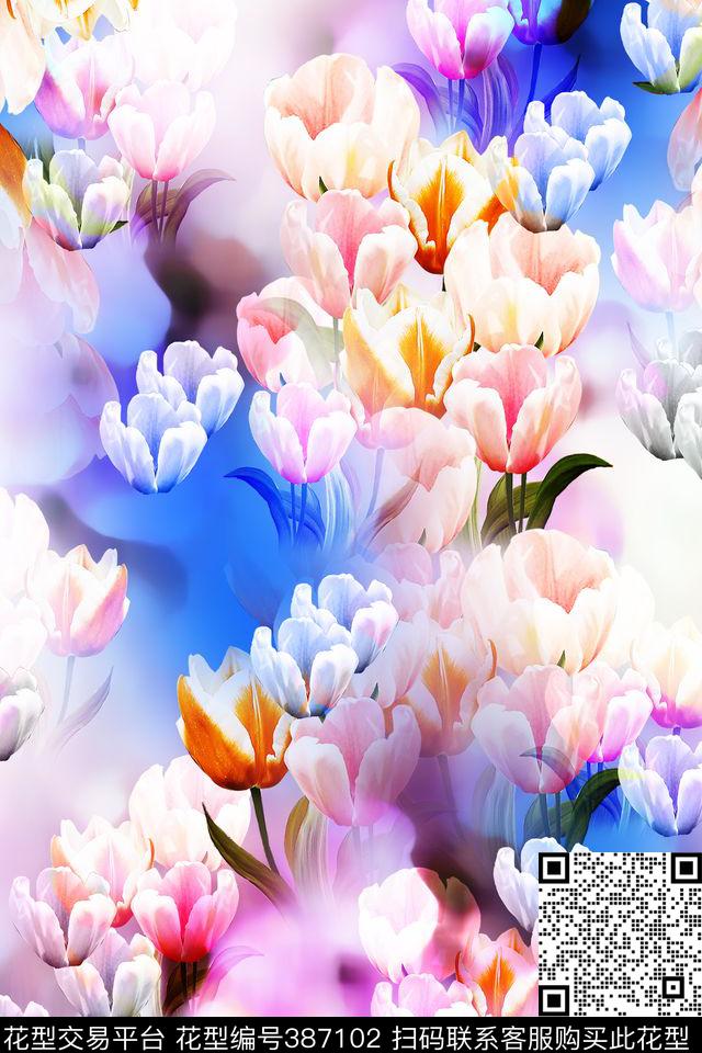 抽象田园数码印花华亿平台下载（图片编号: 387102） - 瓦栏（Walan）