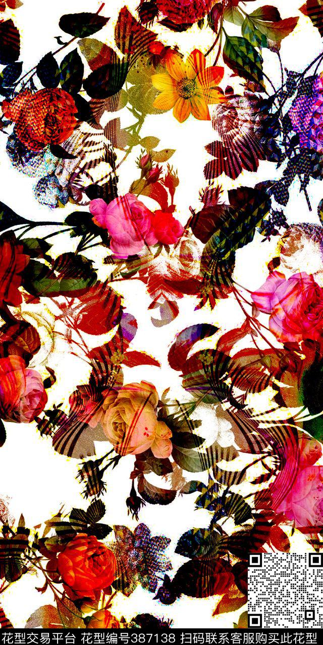 磨砂纹理斑马纹老虎纹热带花卉数码印花华亿平台下载（图片编号: 387138） - 瓦栏（Walan）