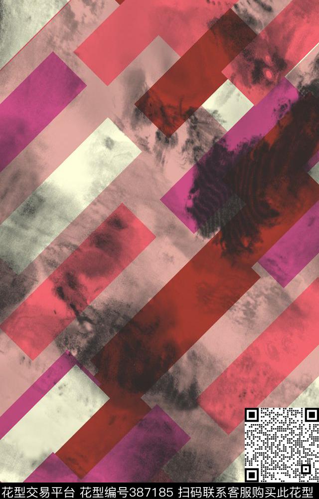 云纹方块几何面料传统印花华亿平台下载（图片编号: 387185） - 瓦栏（Walan）