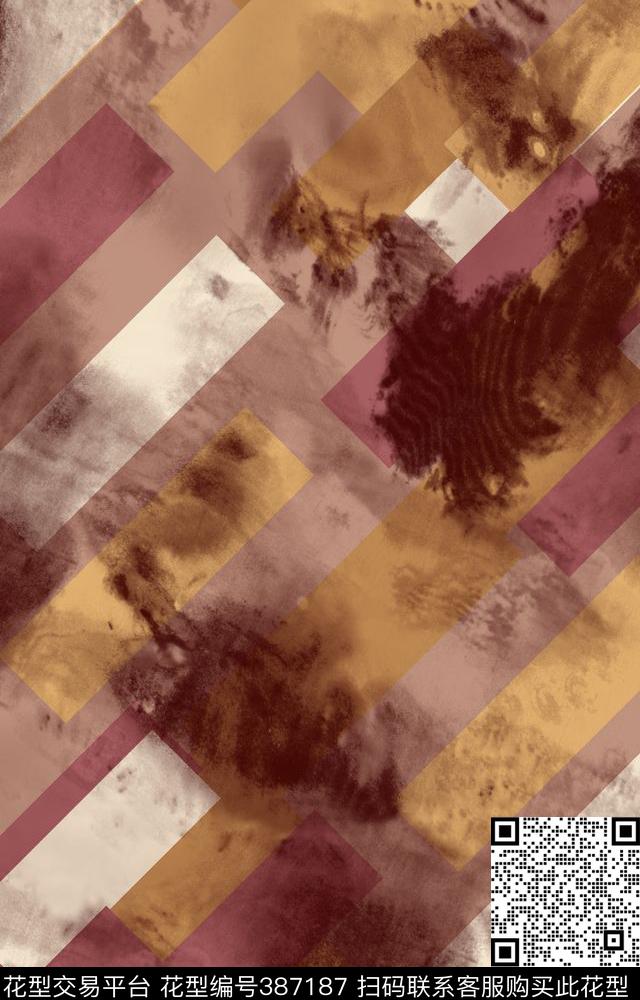 云纹方块几何面料传统印花华亿平台下载（图片编号: 387187） - 瓦栏（Walan）