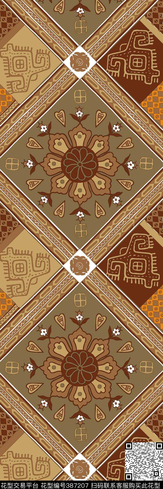 格子复古格子民族传统印花华亿平台下载（图片编号: 387207） - 瓦栏（Walan）