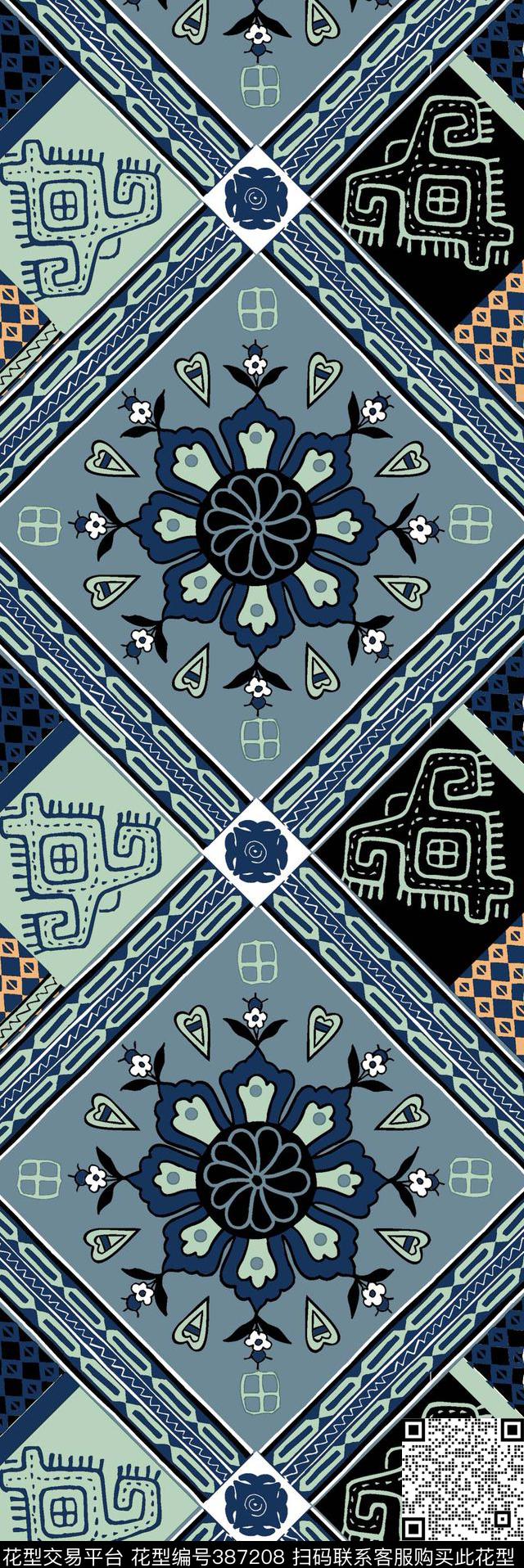 格子复古格子民族传统印花华亿平台下载（图片编号: 387208） - 瓦栏（Walan）