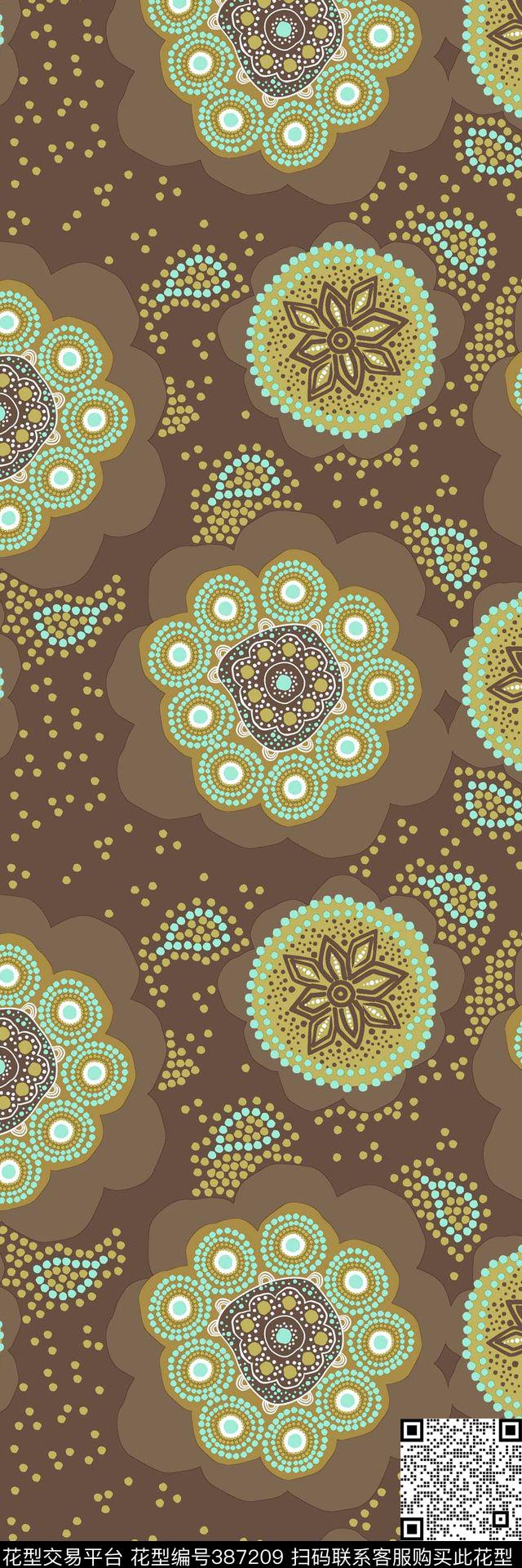 大花复古流行传统印花华亿平台下载（图片编号: 387209） - 瓦栏（Walan）