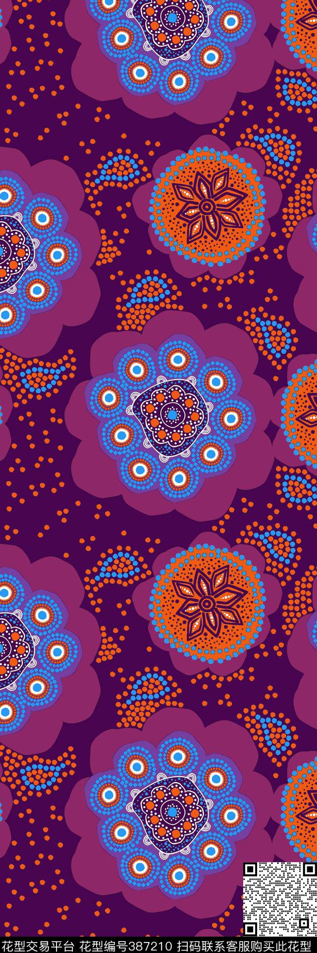 复古大花民族传统印花华亿平台下载（图片编号: 387210） - 瓦栏（Walan）