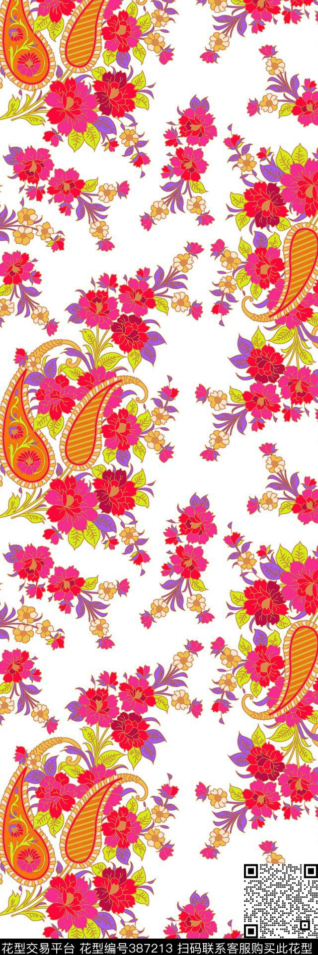 腰果花流行碎花传统印花华亿平台下载（图片编号: 387213） - 瓦栏（Walan）
