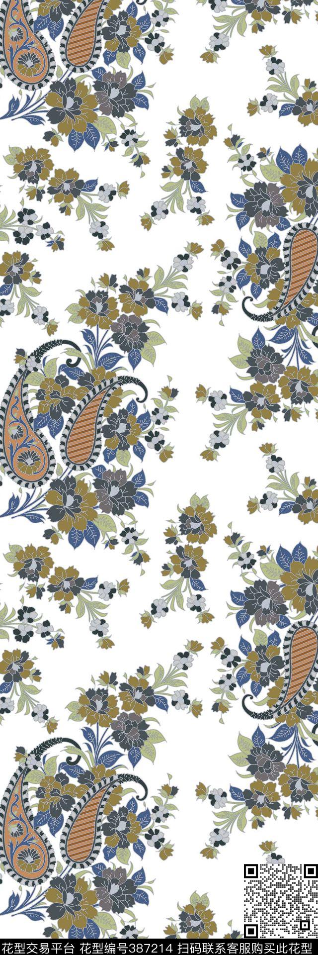腰果花流行碎花传统印花华亿平台下载（图片编号: 387214） - 瓦栏（Walan）