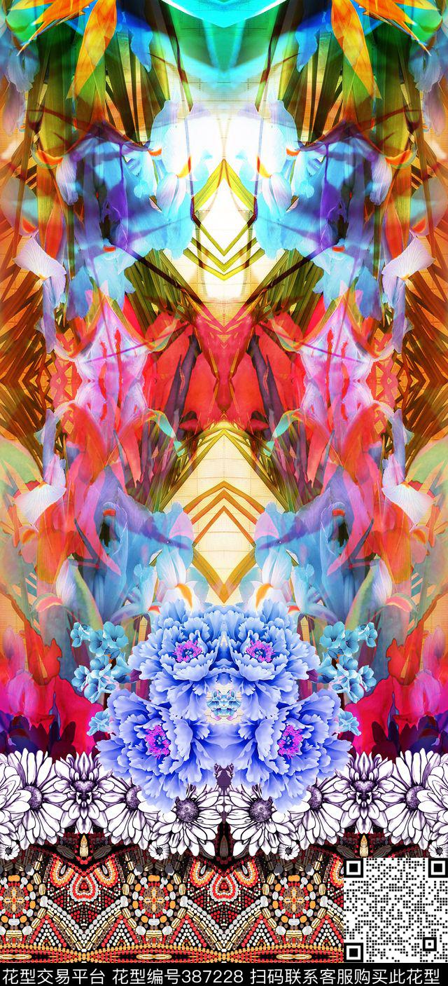 定位对称民族风数码印花华亿平台下载（图片编号: 387228） - 瓦栏（Walan）