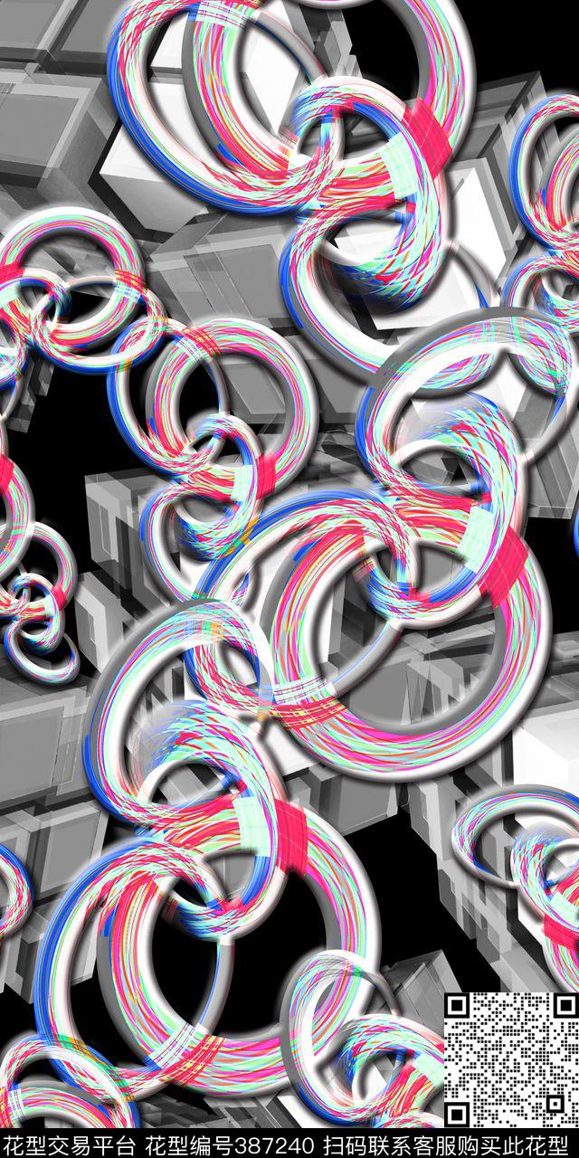 抽象机理几何数码印花华亿平台下载（图片编号: 387240） - 瓦栏（Walan）