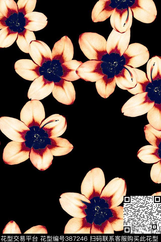大牌花花花卉组合数码印花华亿平台下载（图片编号: 387246） - 瓦栏（Walan）