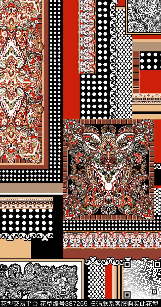 拼接佩利兹火腿纹传统印花华亿平台下载（图片编号: 387255） - 瓦栏（Walan）