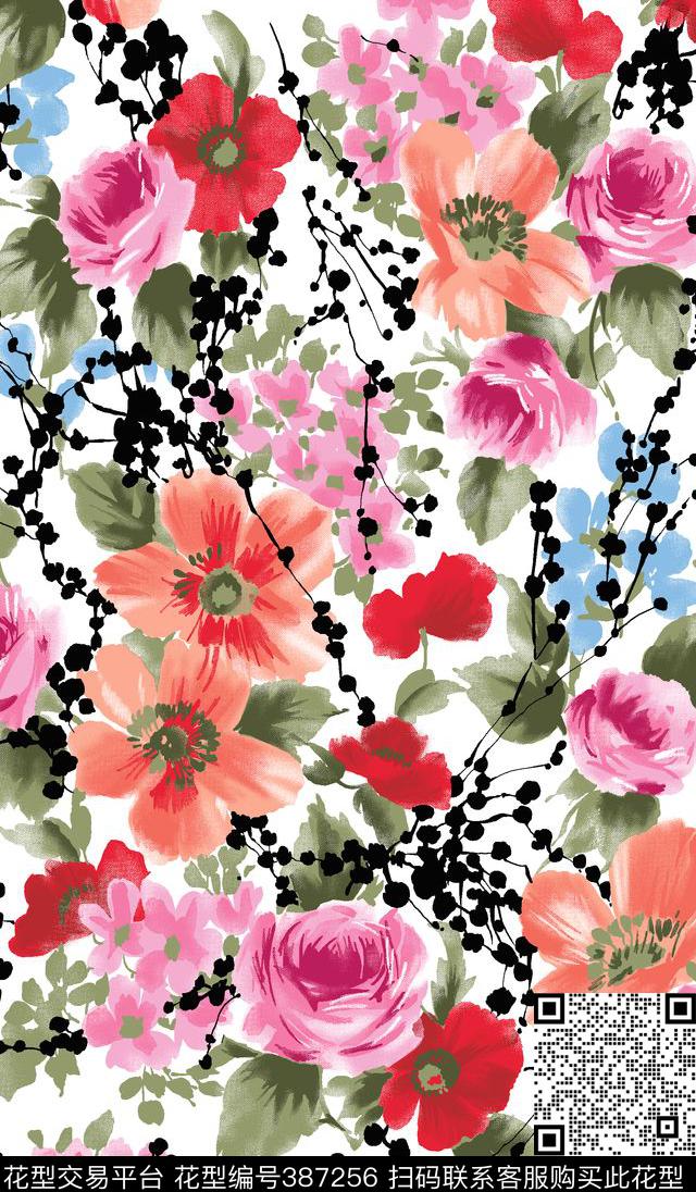 花卉女裙清新传统印花华亿平台下载（图片编号: 387256） - 瓦栏（Walan）