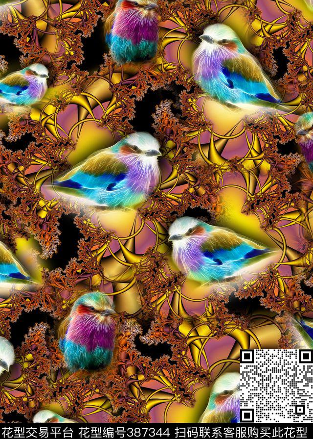 抽象动物数码印花华亿平台下载（图片编号: 387344） - 瓦栏（Walan）