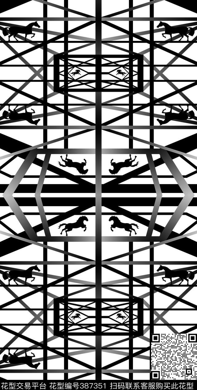 几何线条传统印花华亿平台下载（图片编号: 387351） - 瓦栏（Walan）