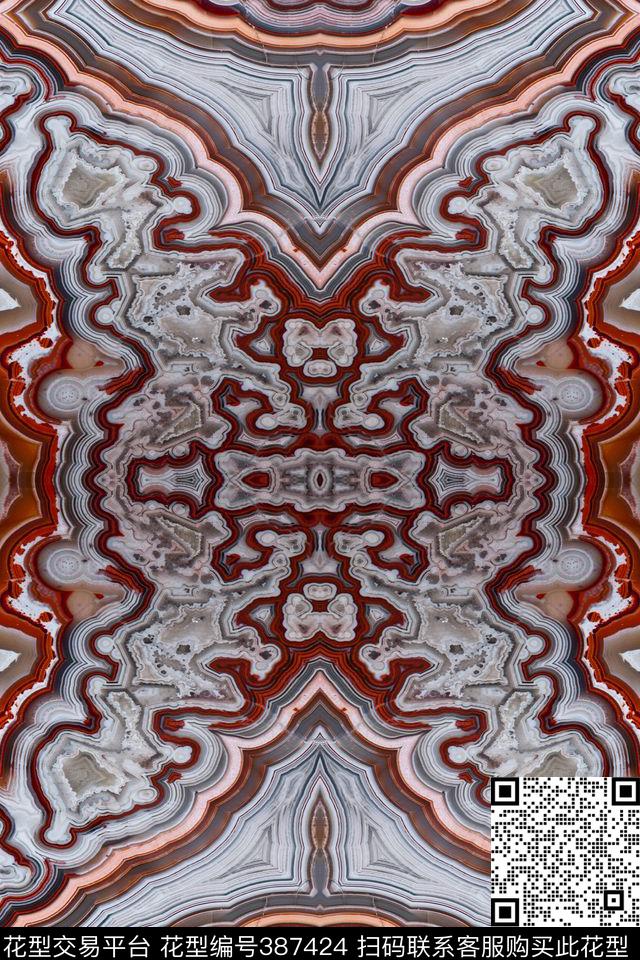 彩色抽象石头纹路数码印花华亿平台下载（图片编号: 387424） - 瓦栏（Walan）