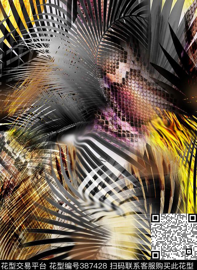 棕榈秋冬时尚数码印花华亿平台下载（图片编号: 387428） - 瓦栏（Walan）