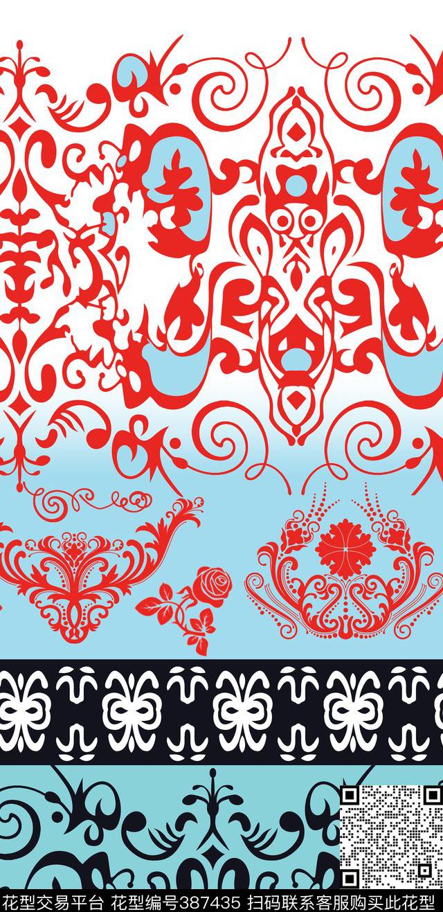 花纹流行时尚定位华亿平台传统印花华亿平台下载（图片编号: 387435） - 瓦栏（Walan）