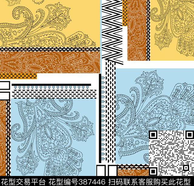 乱方格乱格琵琶花琵琶花传统印花华亿平台下载（图片编号: 387446） - 瓦栏（Walan）