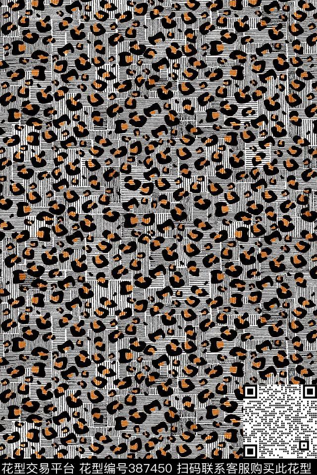 豹纹线条为艺术泼墨（写意）传统印花华亿平台下载（图片编号: 387450） - 瓦栏（Walan）