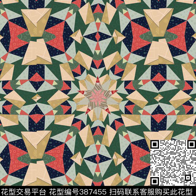 民族风拼色色彩交叠传统印花华亿平台下载（图片编号: 387455） - 瓦栏（Walan）