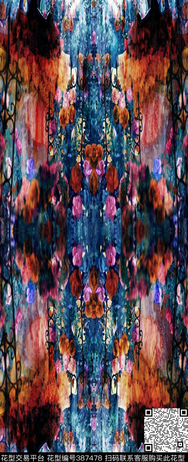 水墨水印花数码印花华亿平台下载（图片编号: 387478） - 瓦栏（Walan）