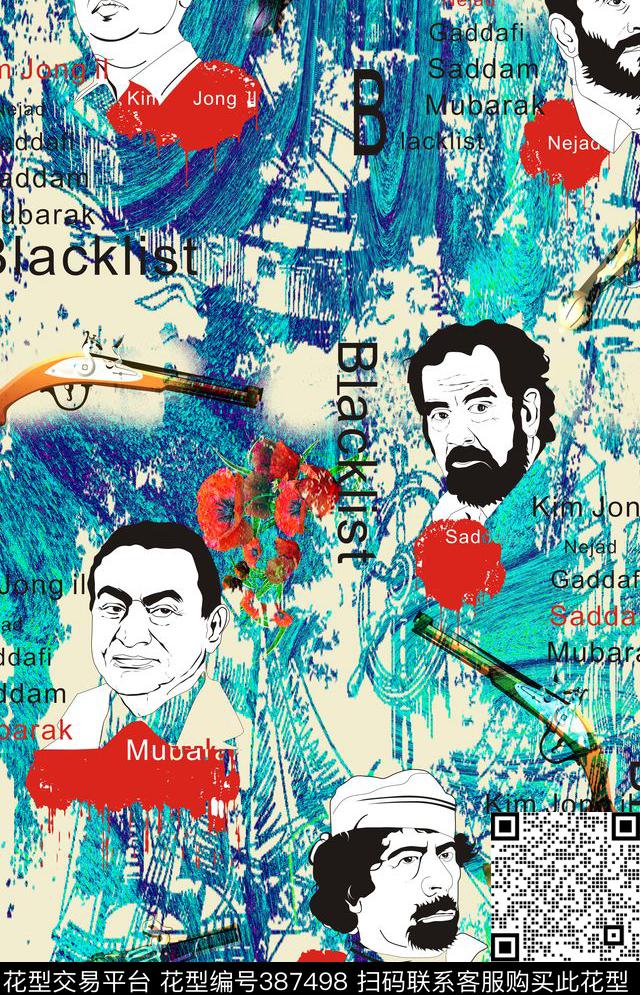 写意政治人物时尚欧普+波普数码印花华亿平台下载（图片编号: 387498） - 瓦栏（Walan）