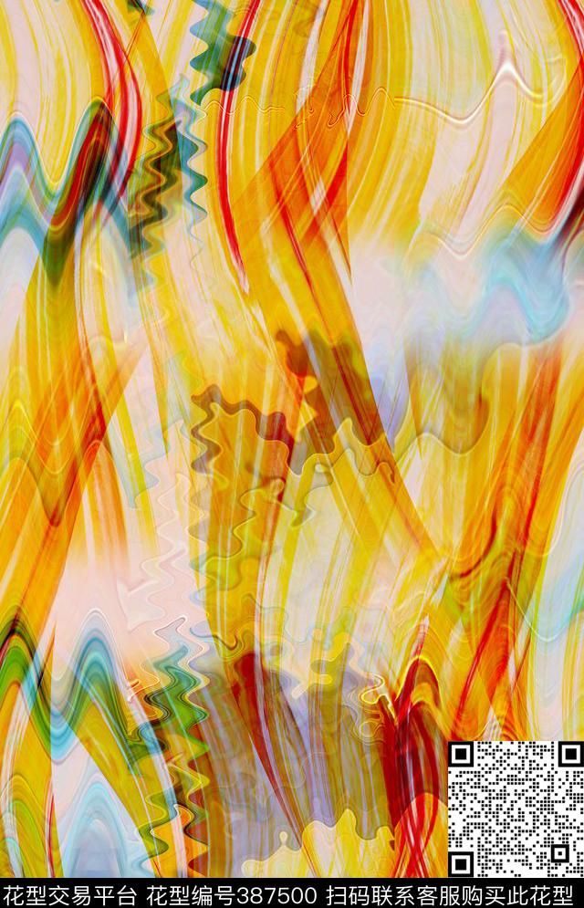 色块写意抽象机理数码印花华亿平台下载（图片编号: 387500） - 瓦栏（Walan）