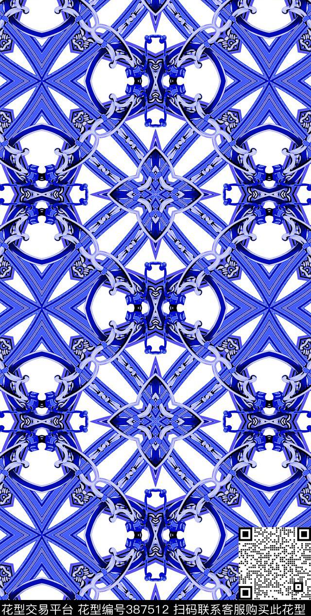 欧式靛蓝编织传统印花华亿平台下载（图片编号: 387512） - 瓦栏（Walan）