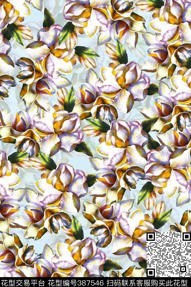 花卉数码印花华亿平台下载（图片编号: 387546） - 瓦栏（Walan）
