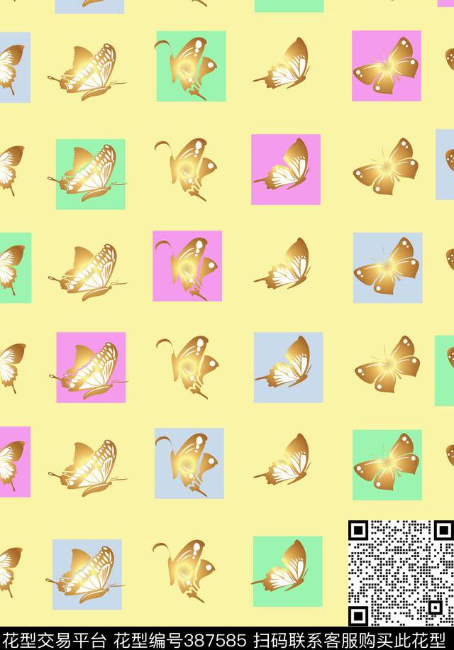 蝴蝶卡通动物传统印花华亿平台下载（图片编号: 387585） - 瓦栏（Walan）