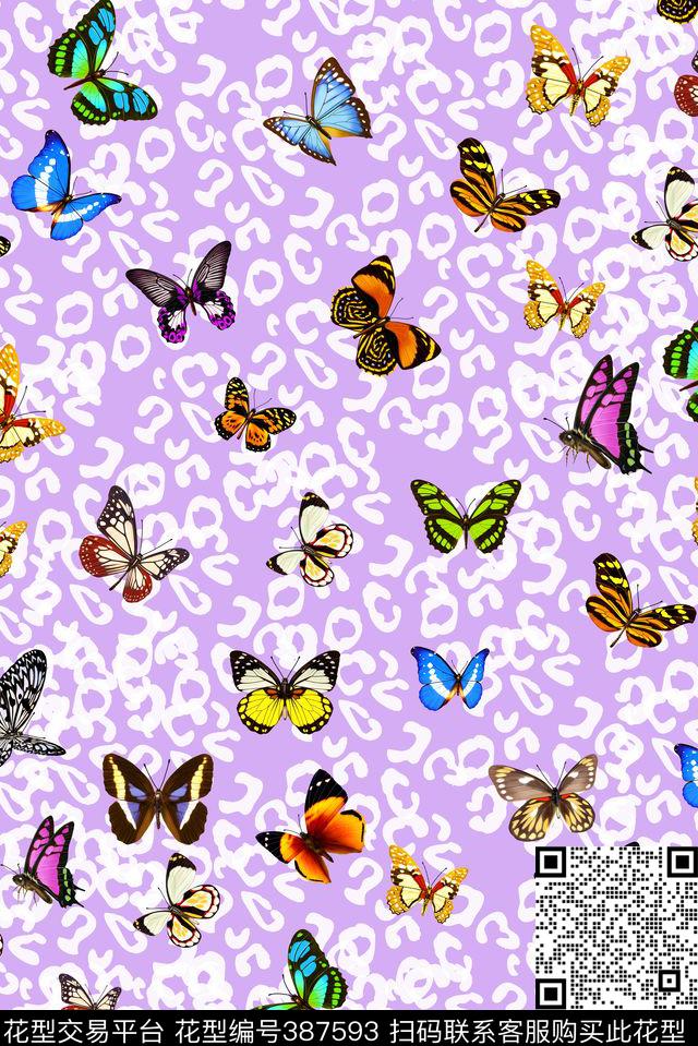 动物纹蝴蝶动物传统印花华亿平台下载（图片编号: 387593） - 瓦栏（Walan）