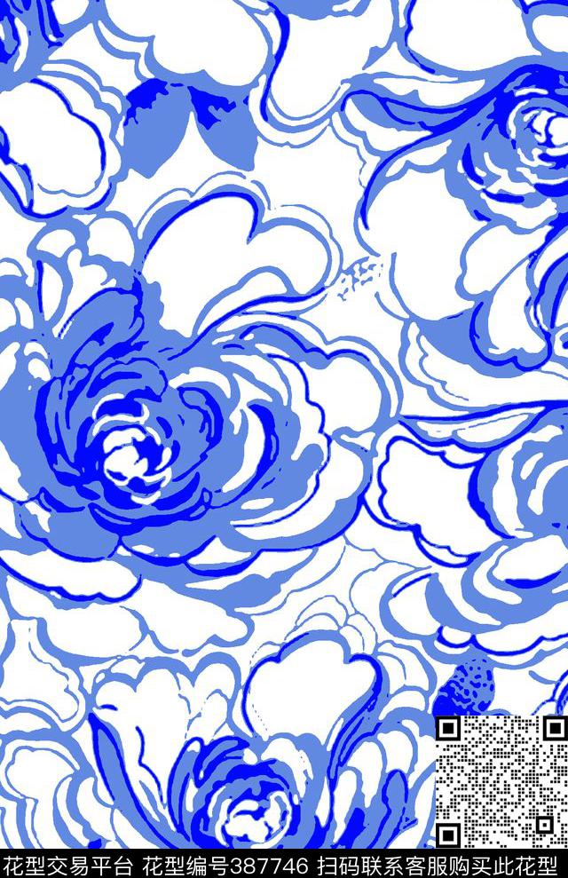 花卉青花瓷传统印花华亿平台下载（图片编号: 387746） - 瓦栏（Walan）